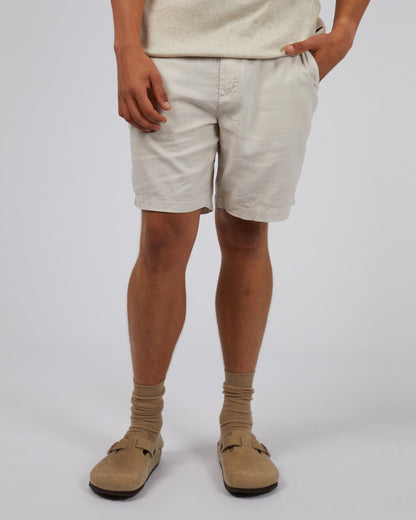 Tab Linen Shorts - Oat
