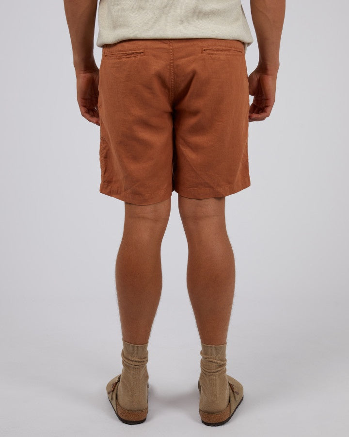 Tab Linen Shorts - Tan