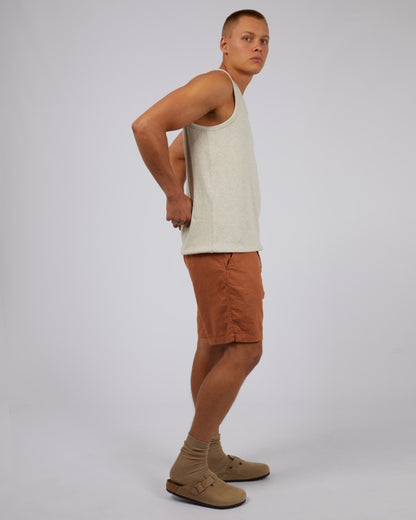 Tab Linen Shorts - Tan